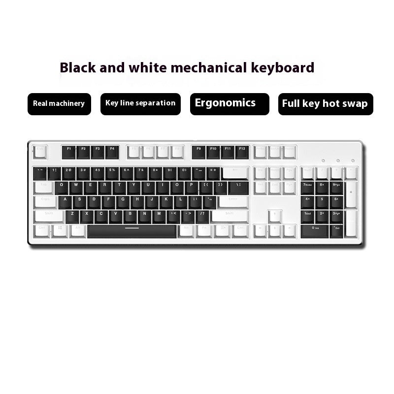 Two-color Keyboard Wired Office Green Black Tea Red Axis Hot Plug Computer