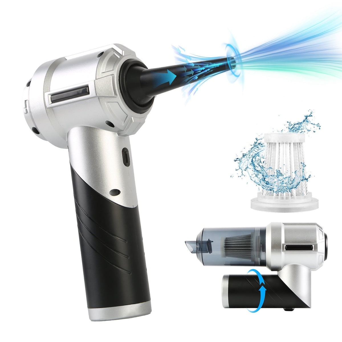 Cordless Car Vacuum Cleaner Portable Handheld Vacuum With 20000PA Suction Brushless Motor 3 Suction Levels Type-C Rechargeable Compressed Air Duster B