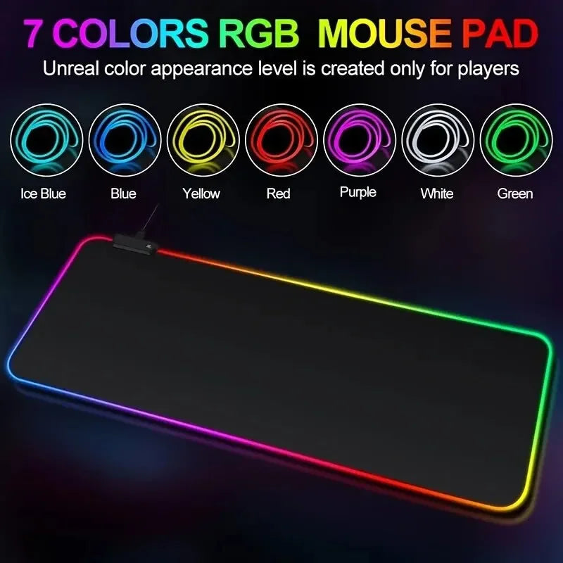 1Pc Fashion Large Gaming Office Work Mouse Pad Light Modes Touch Control Extended Soft Computer Keyboard Mat NonSlip Rubber Base
