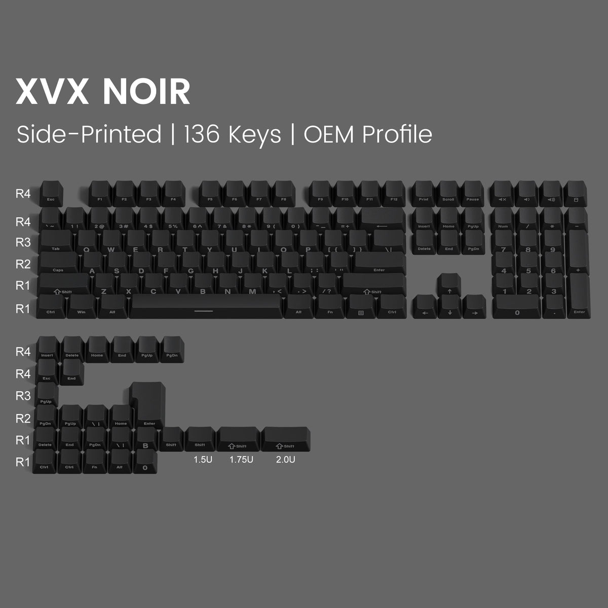 XVX Gradient Series 136-Key Side-Printed OEM Profile PBT Keycap Set