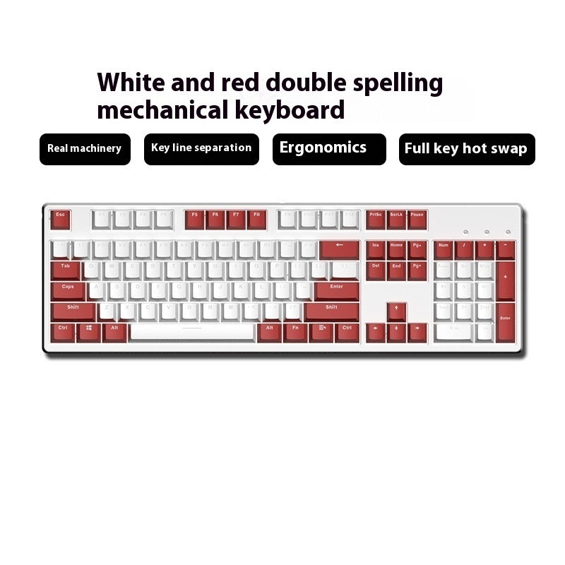 Two-color Keyboard Wired Office Green Black Tea Red Axis Hot Plug Computer