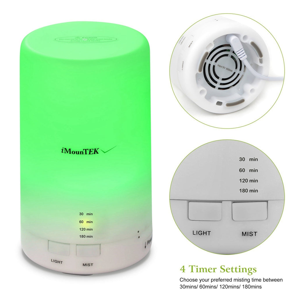 Mini Cool Mist Humidifier Ultrasonic Aroma Essential Oil Diffuser w/7 Color LED Lights 4 Timer Settings for Office Home Room Vehicle Study Yoga Spa