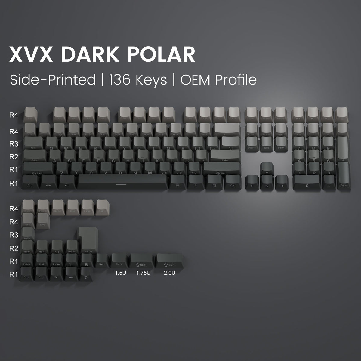 XVX Gradient Series 136-Key Side-Printed OEM Profile PBT Keycap Set