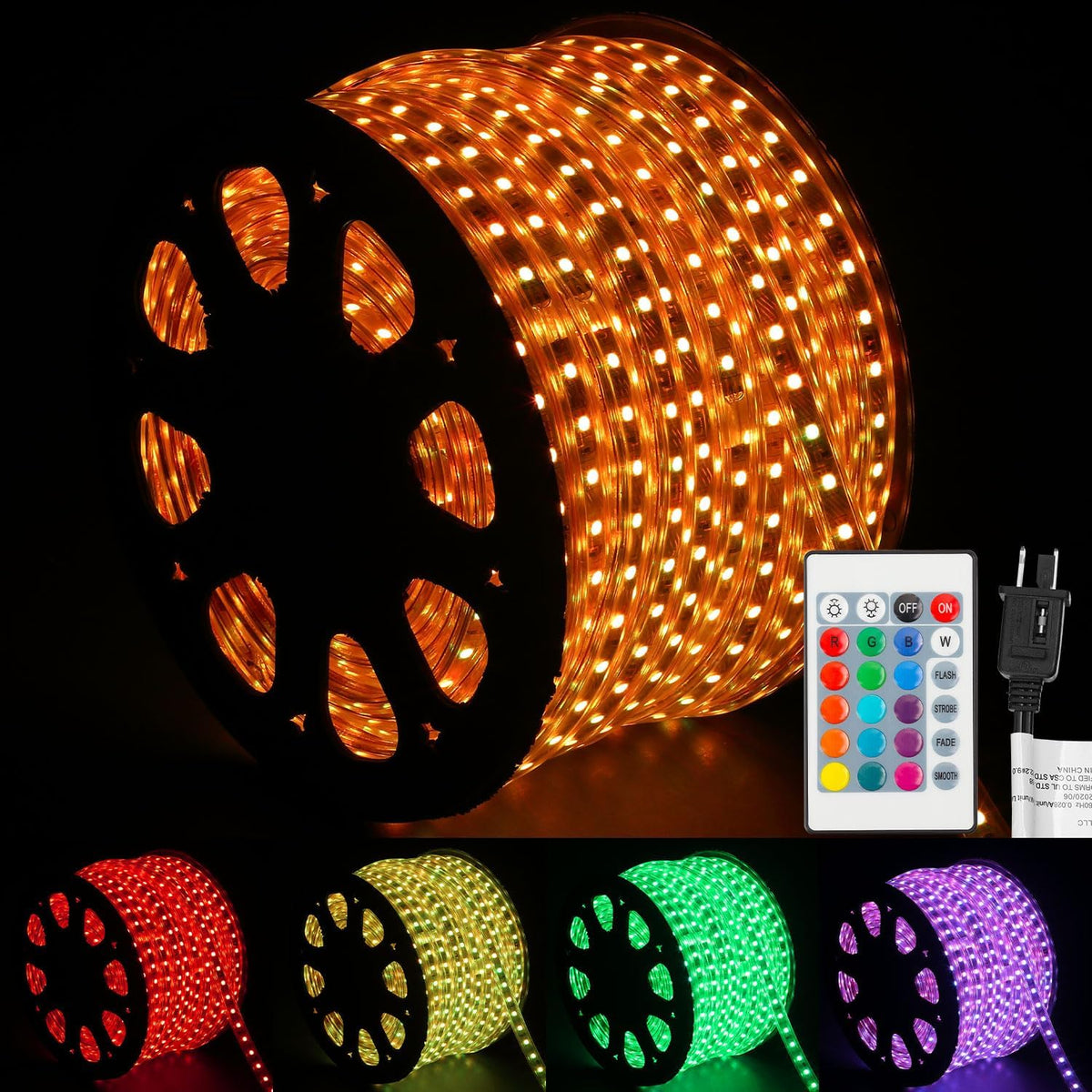 50 FT Waterproof Led Strip Lights for Outdoor Indoor, Cool White, Warm White, Blue, 16 Multiple Color Changing Led Light with Remote Control