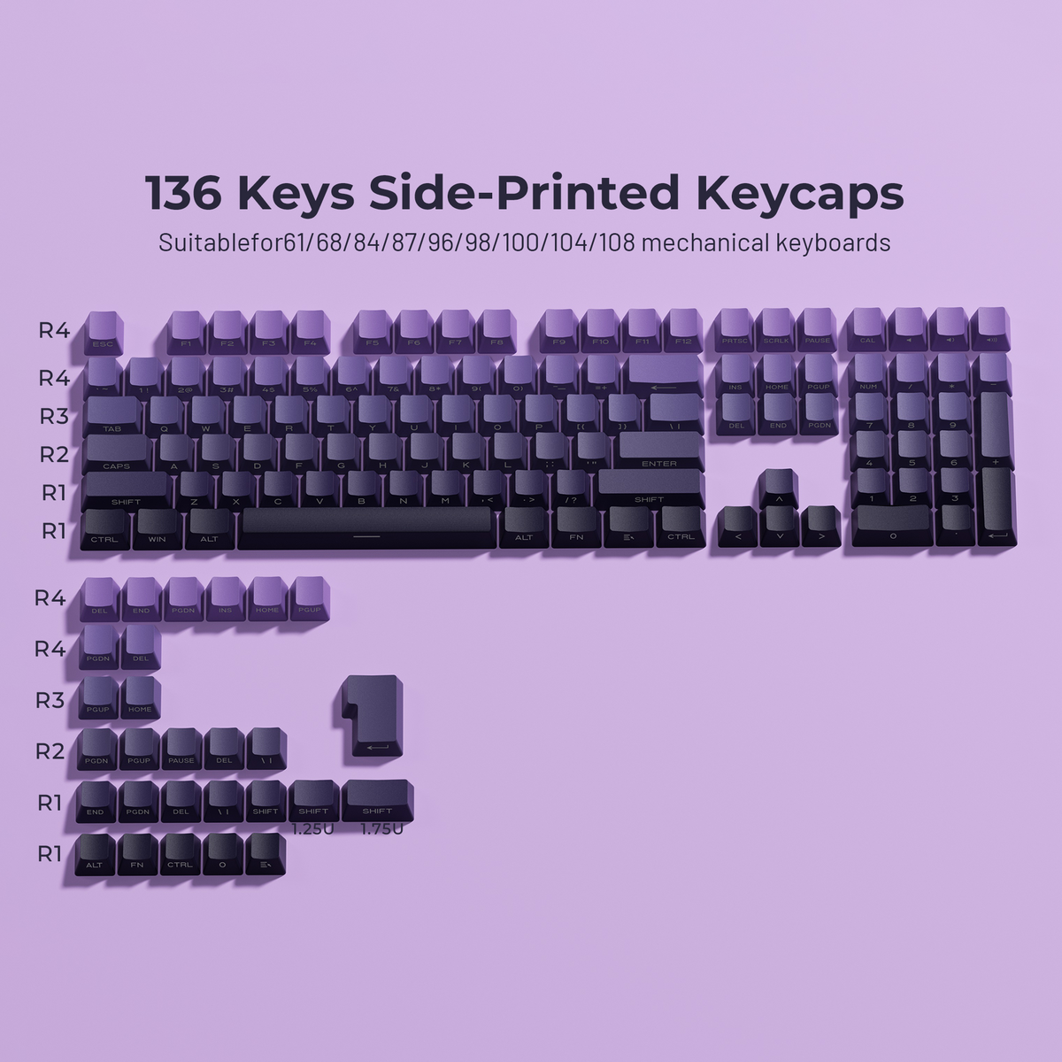 XVX Gradient Series 136-Key Side-Printed OEM Profile PBT Keycap Set