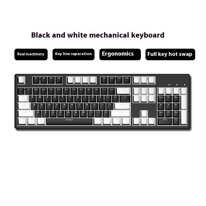 Two-color Keyboard Wired Office Green Black Tea Red Axis Hot Plug Computer