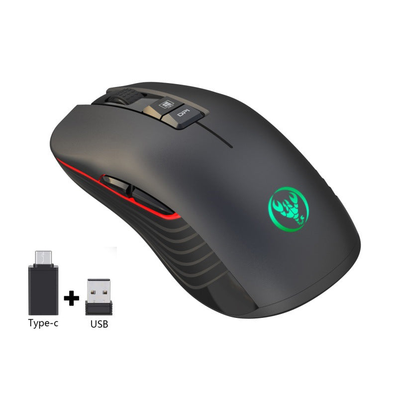 New Rechargeable Wireless Mouse 3600dpi Adjustable Colorful Luminous Gaming Mouse 7D Can Turn Off Lights