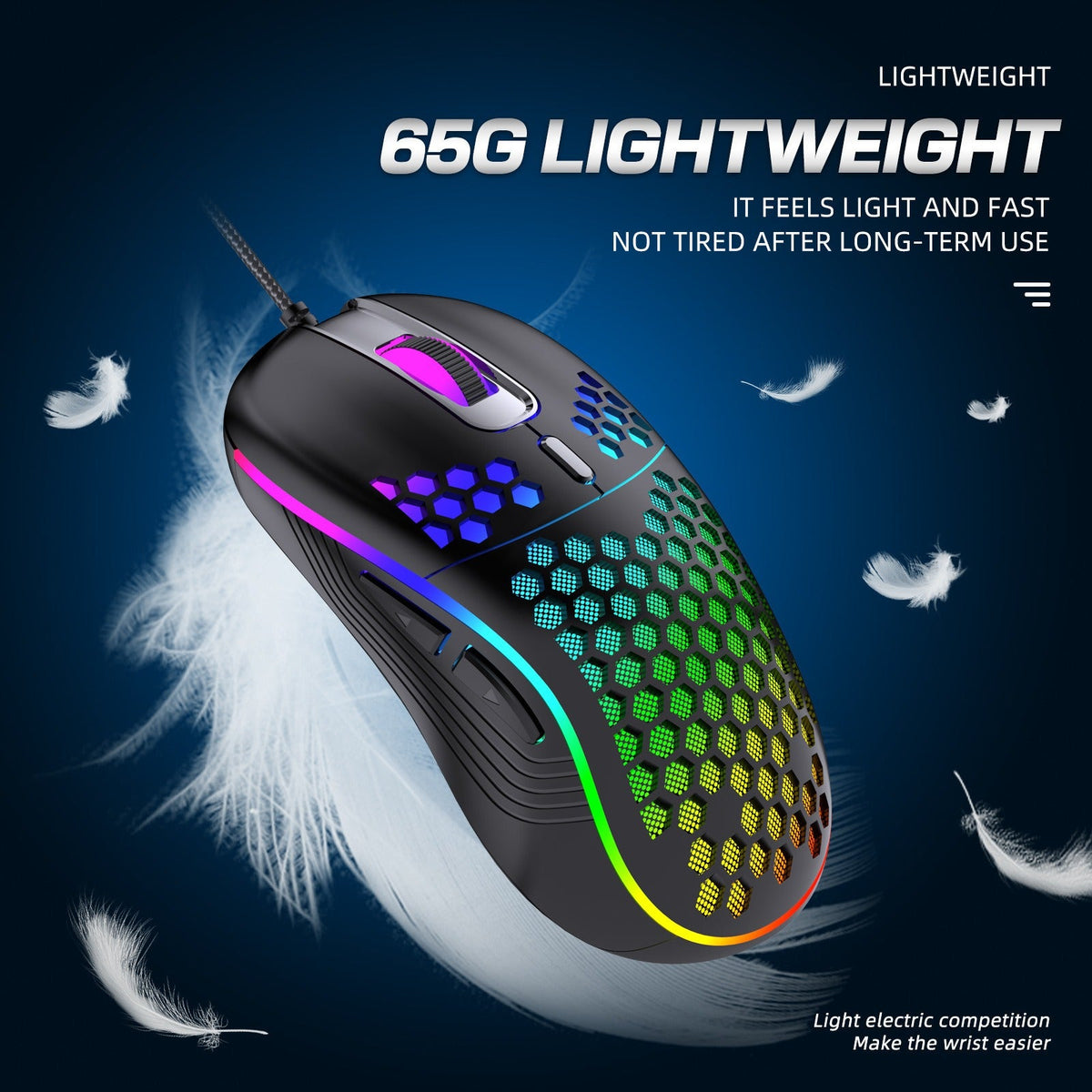 Wired gaming mouse with hollow holes and glowing light lightweight gaming mouse for esports