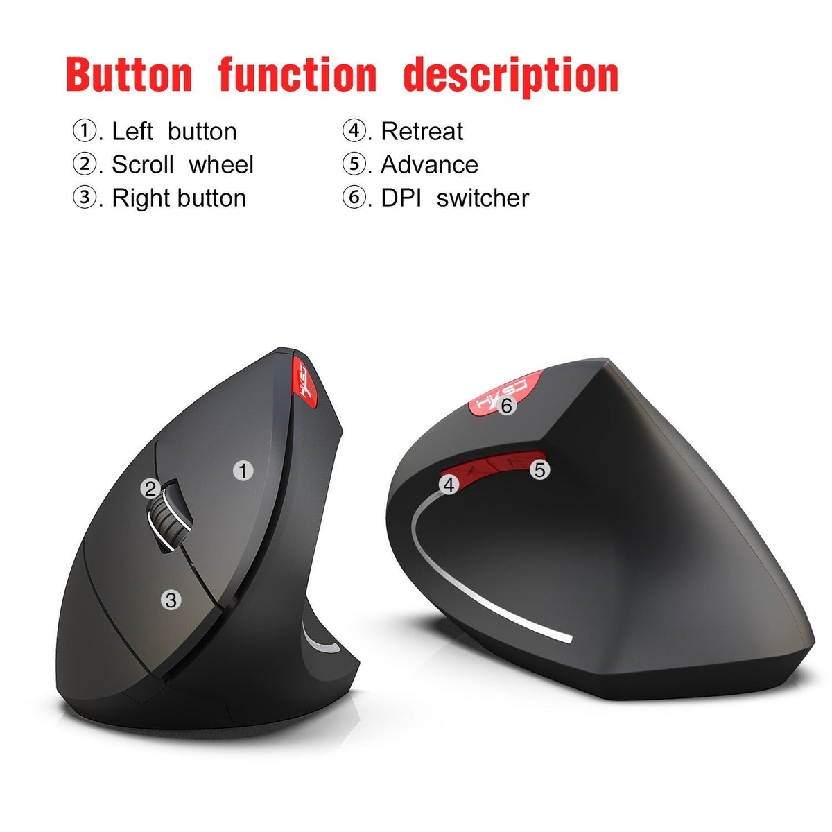 New Wireless Mouse 2.4G Vertical Health Mouse External Battery 6D Design Computer Office