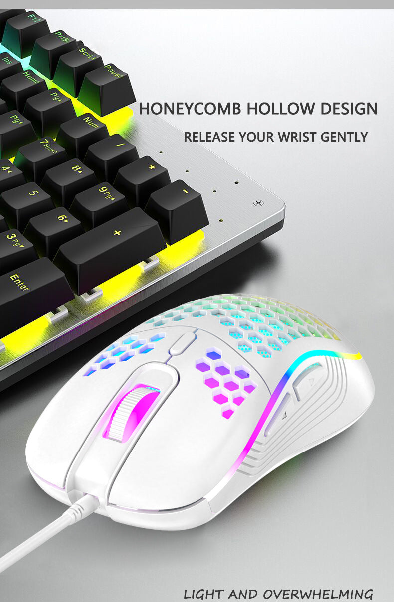 2.4G Wireless Cave Mouse Lightweight Gaming Mouse with Luminous 7 Color Breathing Light Computer Accessories