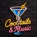 Cocktails & Music LED Neon Sign - Bar Entertainment - Martini Glass Design - Multi-Color Light