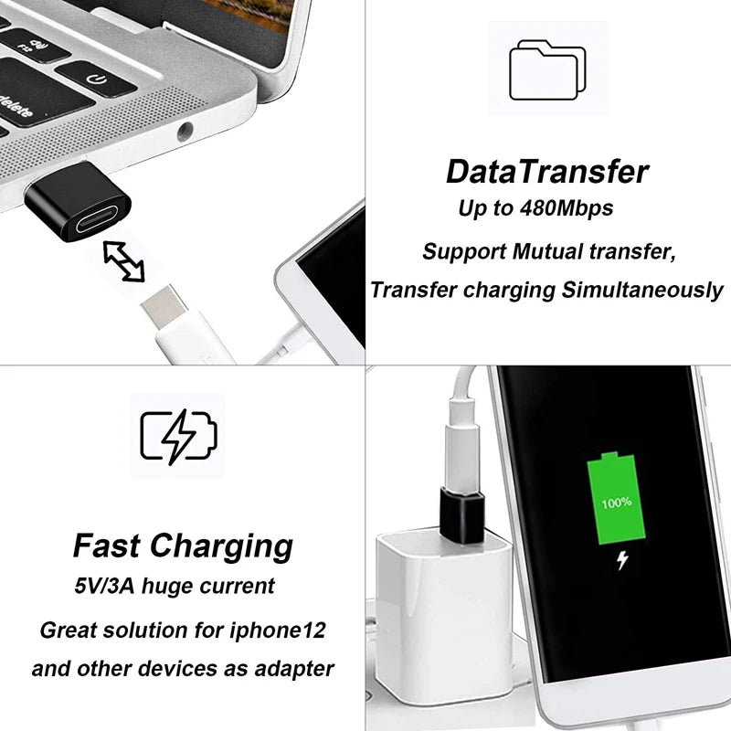USB 3.0 to USB C 3.1 Adapter Mini Hi-Speed USB Type C Female to USB Type A Male Fast Charging Data Sync OTG Adapter Converter