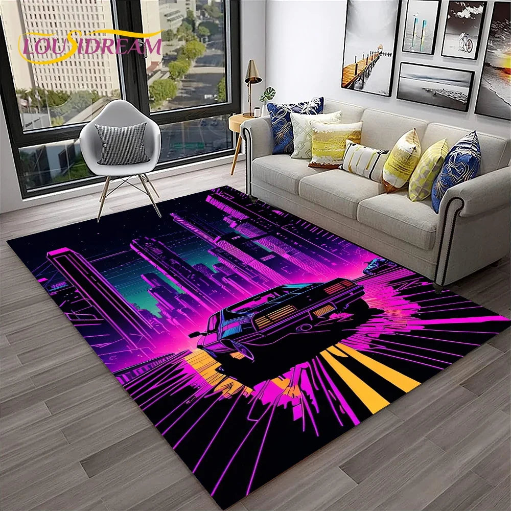 Sports Car Racing Car Carpet Rug for Home Living Room Bedroom Playroom Sofa Doormat Decor,Kids Game Area Rug Non-slip Floor Mat