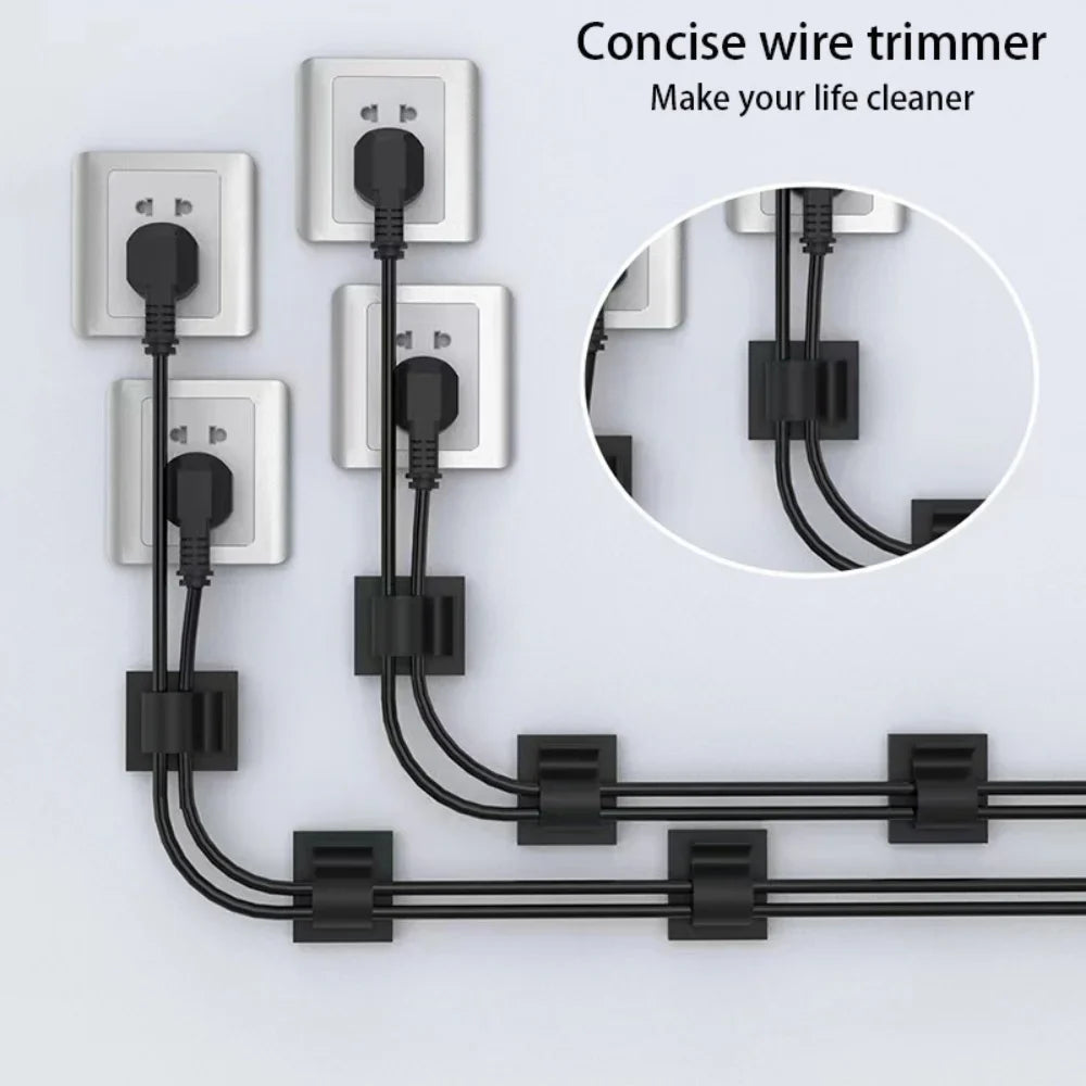 50PCS Clear Adhesive Cable Clips Outdoor Indoor Cable Management Wire Organizer Strong Stick Cord Holder for Under Desk Car
