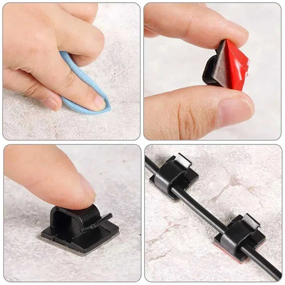 Cable Management Clips Organizer 20/40Pcs Drop Wire Holder Cord Self-Adhesive Cable Manager Fixed Clamp Wire Winder Clips Attach
