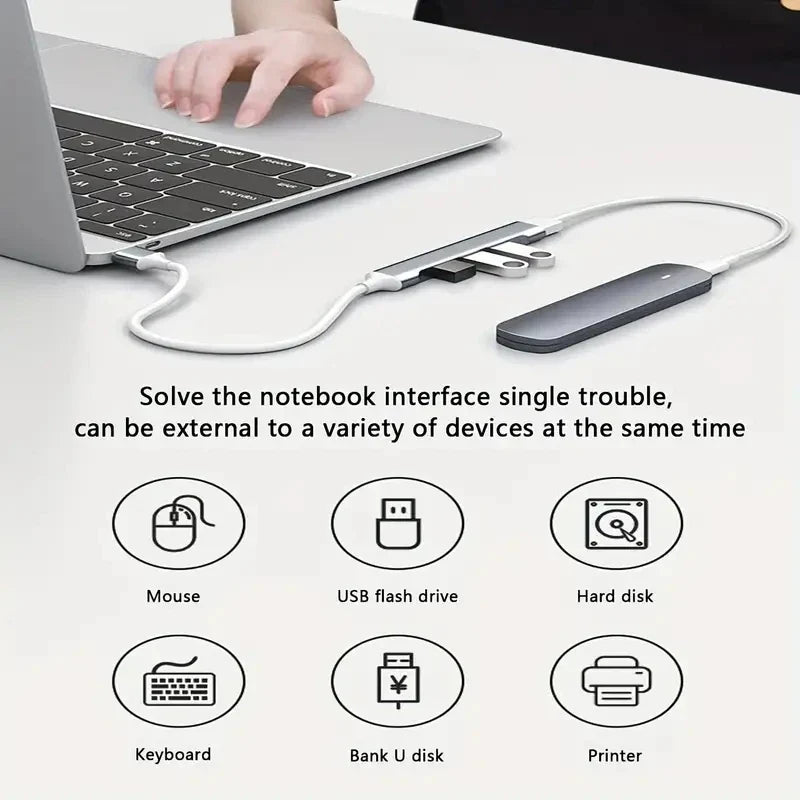 USB HUB Extender 4 Port Splitter Adapter OTG Docking Station For Phone Macbook Pro 13 15 Air PC Laptop Computer Hub