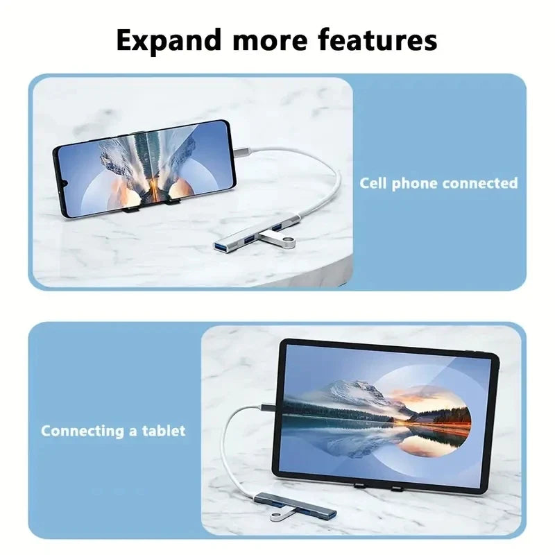 USB HUB Extender 4 Port Splitter Adapter OTG Docking Station For Phone Macbook Pro 13 15 Air PC Laptop Computer Hub
