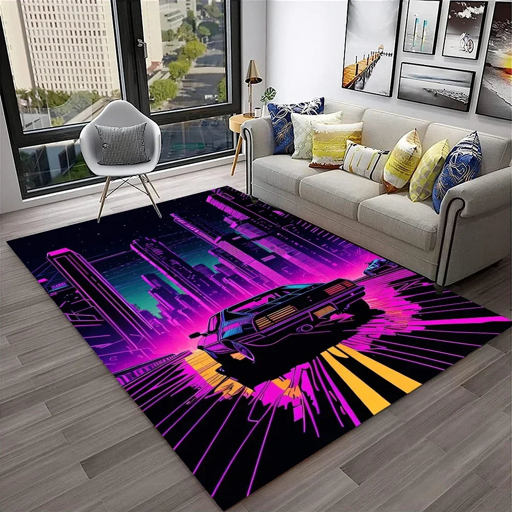 Sports Car Racing Car Carpet Rug for Home Living Room Bedroom Playroom Sofa Doormat Decor,Kids Game Area Rug Non-slip Floor Mat