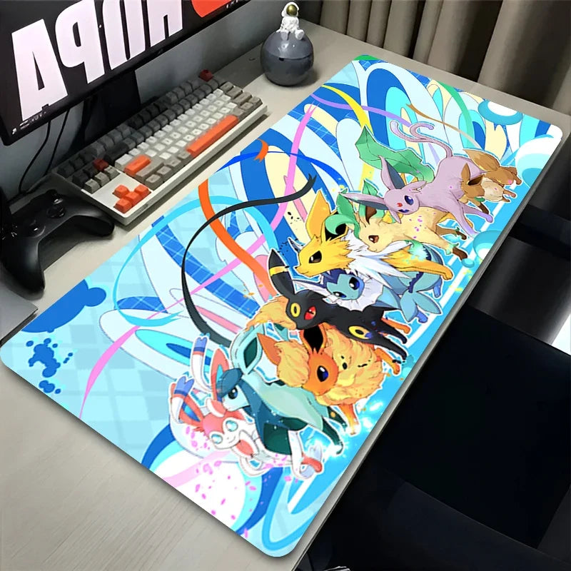 Japan Anime Mouse Pad PC Colorful Kawaii E-eevee Gamer Cabinet Mousepad XXL P-pokemon Keyboard Rug Laptop Gaming Rubber Desk Mat