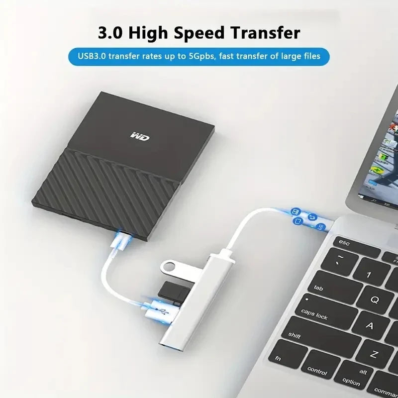 USB HUB Extender 4 Port Splitter Adapter OTG Docking Station For Phone Macbook Pro 13 15 Air PC Laptop Computer Hub