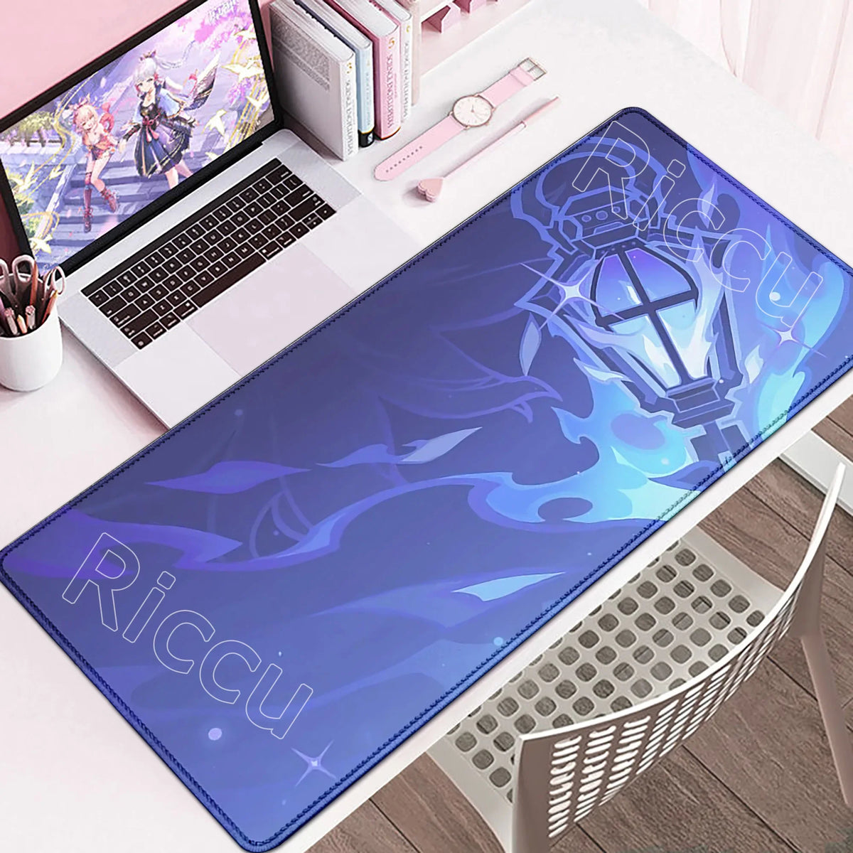 New Cool Wallpaper Genshin Impact Flins Mousepads Computer Gaming Lock Edge Laptop PC Desk Mat Natural Rubber Keyboard Mouse Pad