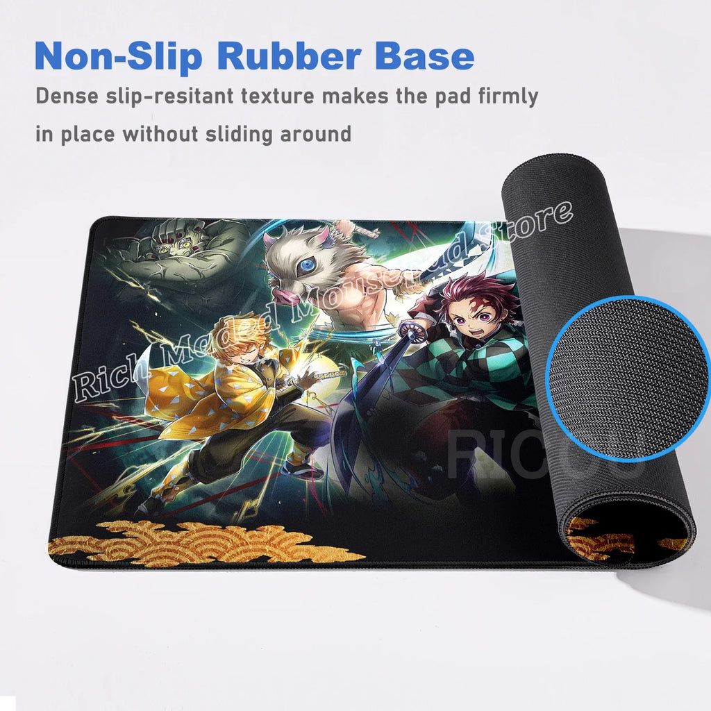 Anime Large Mouse Pad Demon Slayer Mousepad PC XXL Table Mat Office Accessories Laptop Extended Deskmat Rubber Lockedge Mousemat