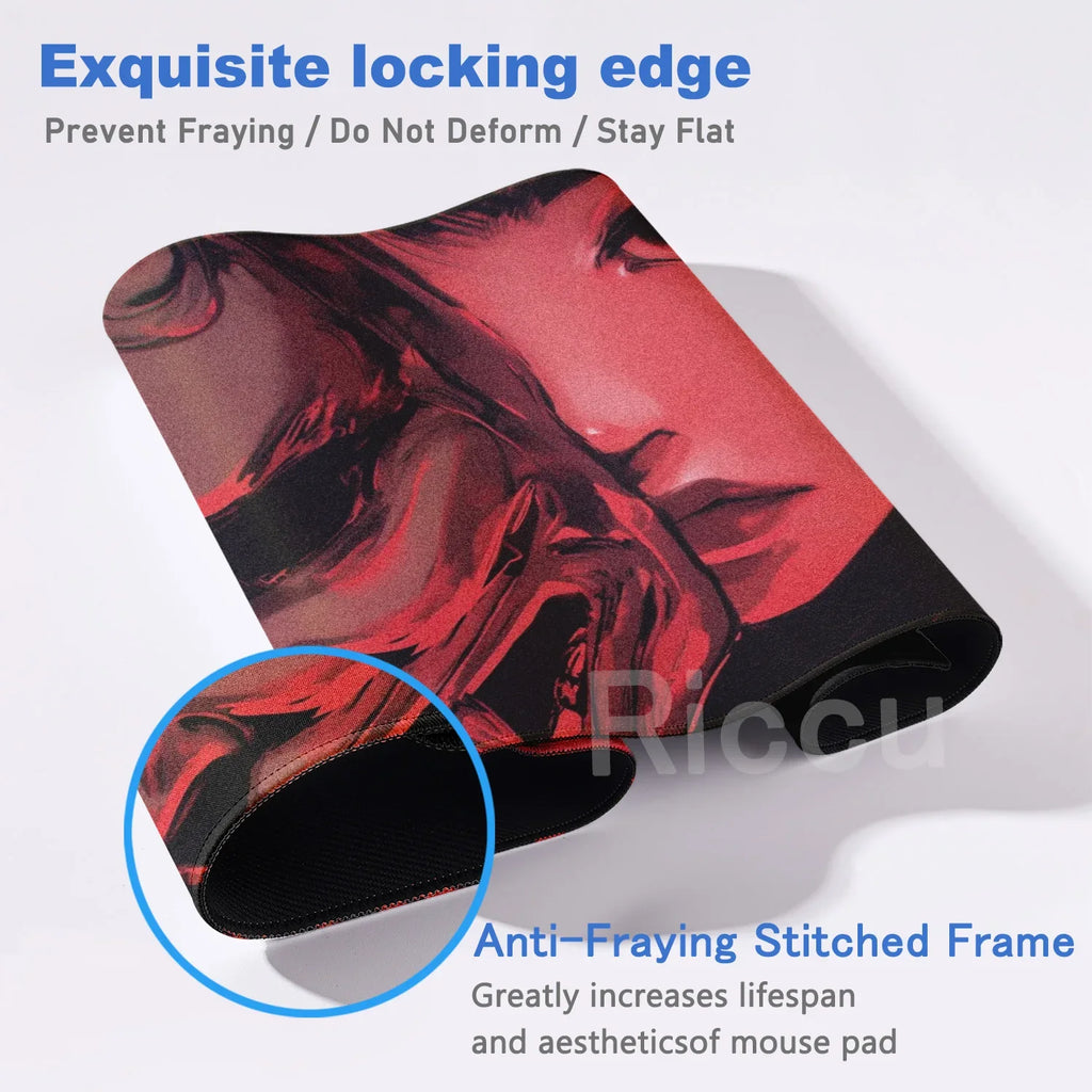 40x90cm Gaming Samurai Oni Mouse Pad Japan Mask Girl Deskmat Large Gamer Professional Premium Mousepad Speed Control Accessories