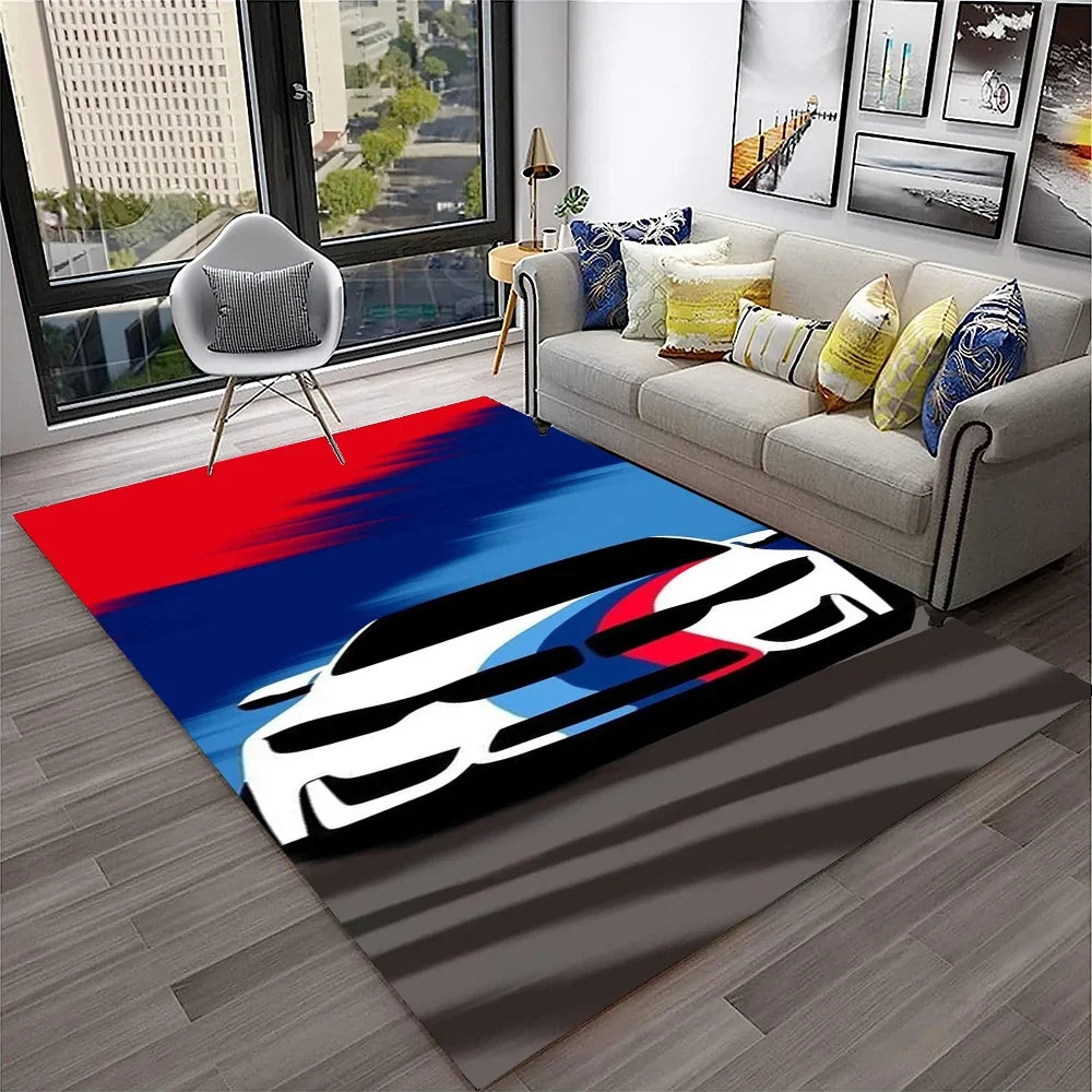 Sports Car Racing Car Carpet Rug for Home Living Room Bedroom Playroom Sofa Doormat Decor,Kids Game Area Rug Non-slip Floor Mat
