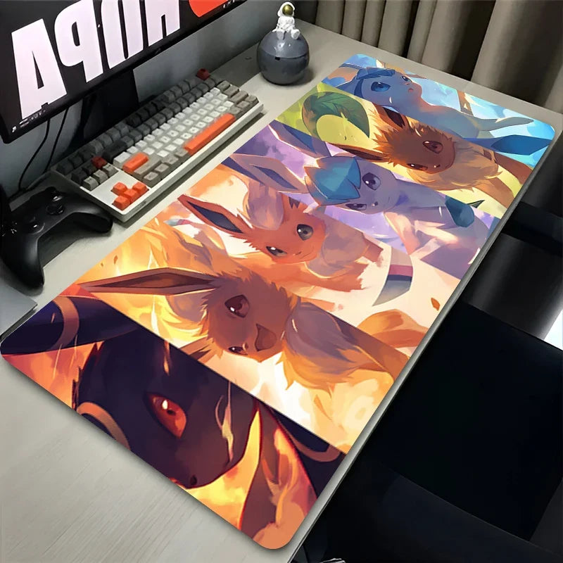 Japan Anime Mouse Pad PC Colorful Kawaii E-eevee Gamer Cabinet Mousepad XXL P-pokemon Keyboard Rug Laptop Gaming Rubber Desk Mat
