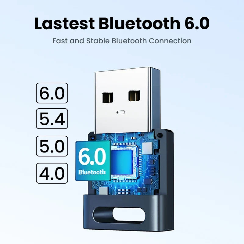 USB Bluetooth Adapter, Bluetooth 6.0 Dongle for PC Windows 11/10/8.1, Bluetooth Receiver & Transmitter for Keyboard/Mouse