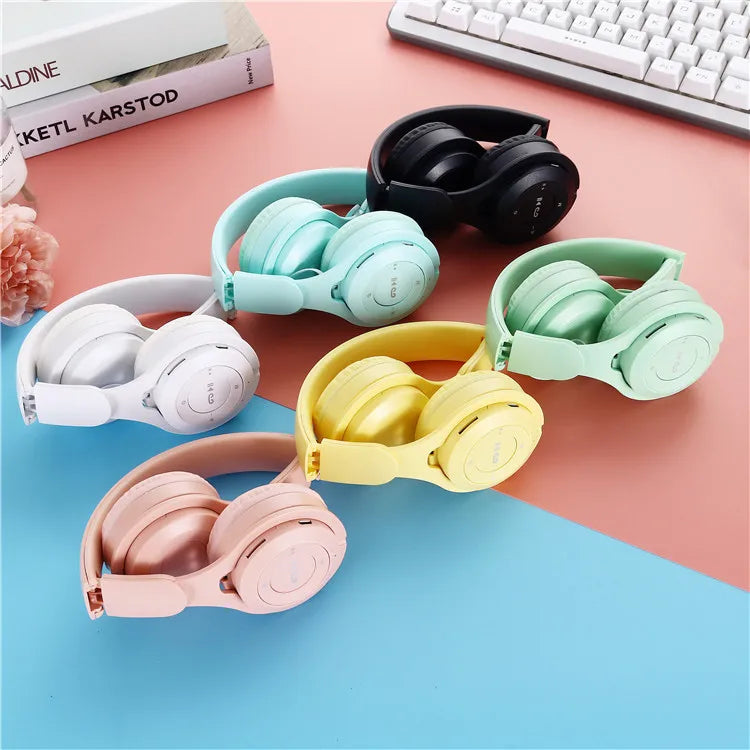 Y08 Wireless Bluetooth Headphone  Macaron Headphones Stereo Headband Gaming Headset with Mic Gamer Girl Gift for Mobile Tablet