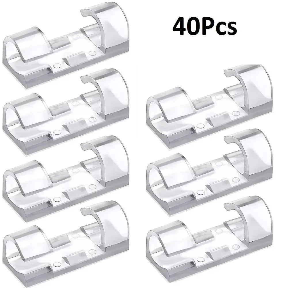 20 40PCS Cable Clips Organizer Wire Management Holder USB Charging Data Cable Spool Wall Mount Hook for Home Office