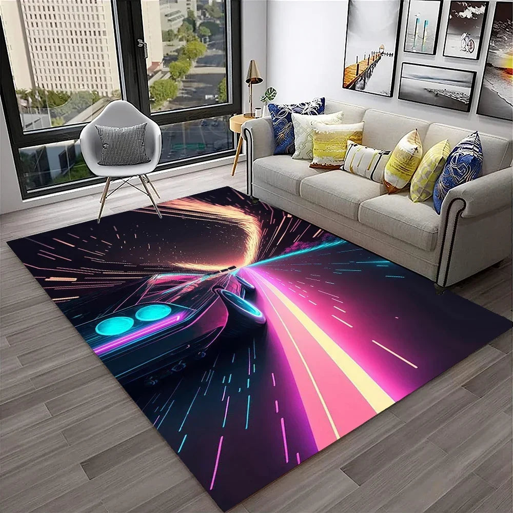 Sports Car Racing Car Carpet Rug for Home Living Room Bedroom Playroom Sofa Doormat Decor,Kids Game Area Rug Non-slip Floor Mat