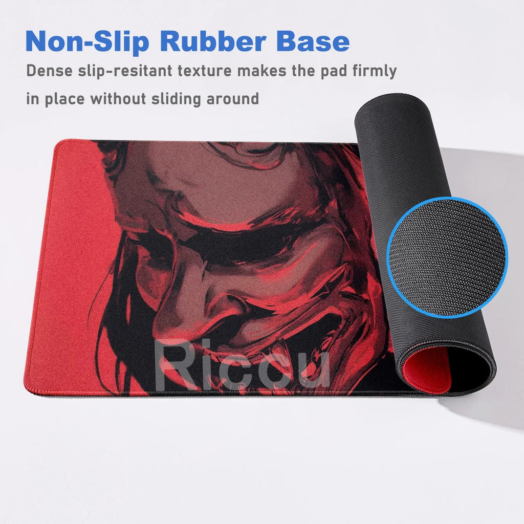 40x90cm Gaming Samurai Oni Mouse Pad Japan Mask Girl Deskmat Large Gamer Professional Premium Mousepad Speed Control Accessories