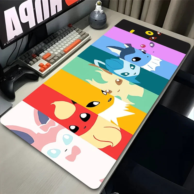 Japan Anime Mouse Pad PC Colorful Kawaii E-eevee Gamer Cabinet Mousepad XXL P-pokemon Keyboard Rug Laptop Gaming Rubber Desk Mat