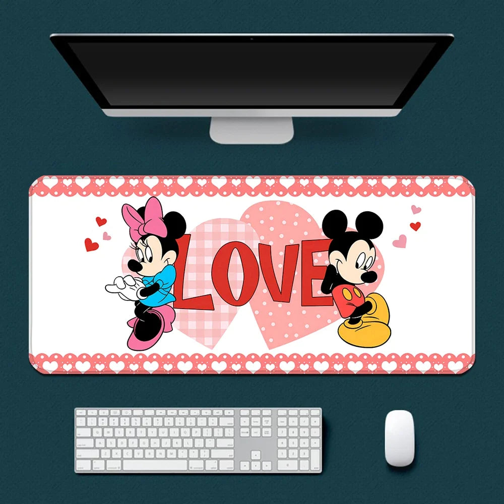 Cute Cartoon Mickey Minnie Mousepad HD Printing Computer Gamers Locking Edge Non-slip Mouse Pad XXL90x40cm Keyboard PC Desk Pad