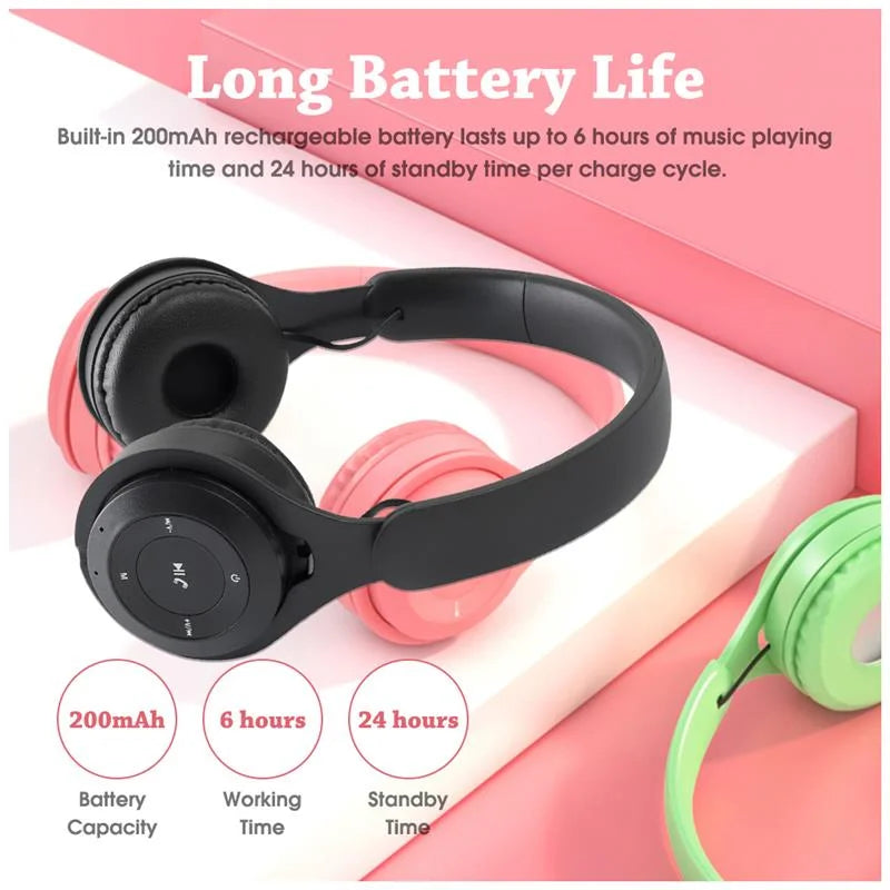 Y08 Wireless Bluetooth Headphone  Macaron Headphones Stereo Headband Gaming Headset with Mic Gamer Girl Gift for Mobile Tablet