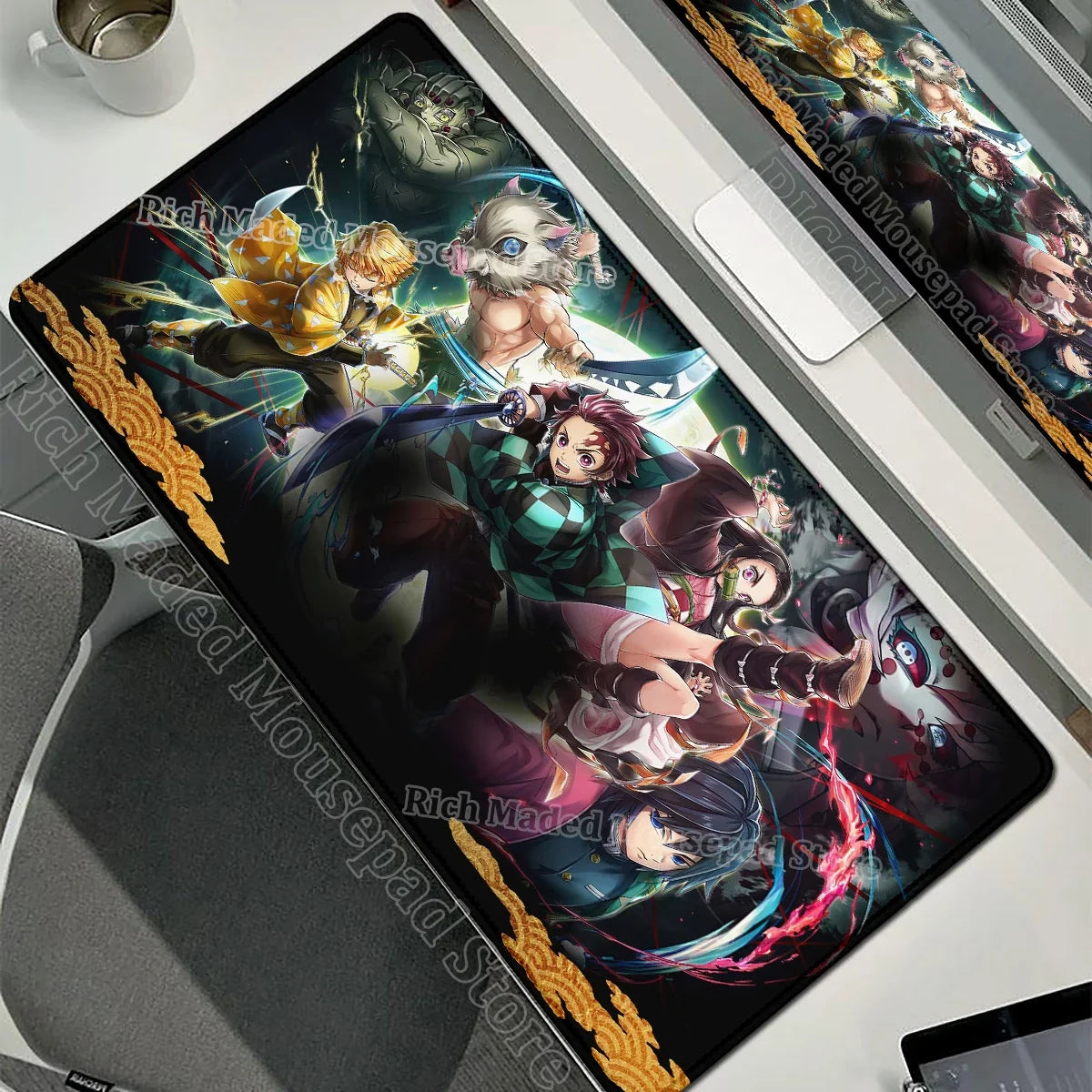 Anime Large Mouse Pad Demon Slayer Mousepad PC XXL Table Mat Office Accessories Laptop Extended Deskmat Rubber Lockedge Mousemat