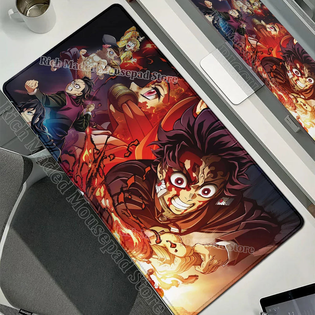 Anime Large Mouse Pad Demon Slayer Mousepad PC XXL Table Mat Office Accessories Laptop Extended Deskmat Rubber Lockedge Mousemat