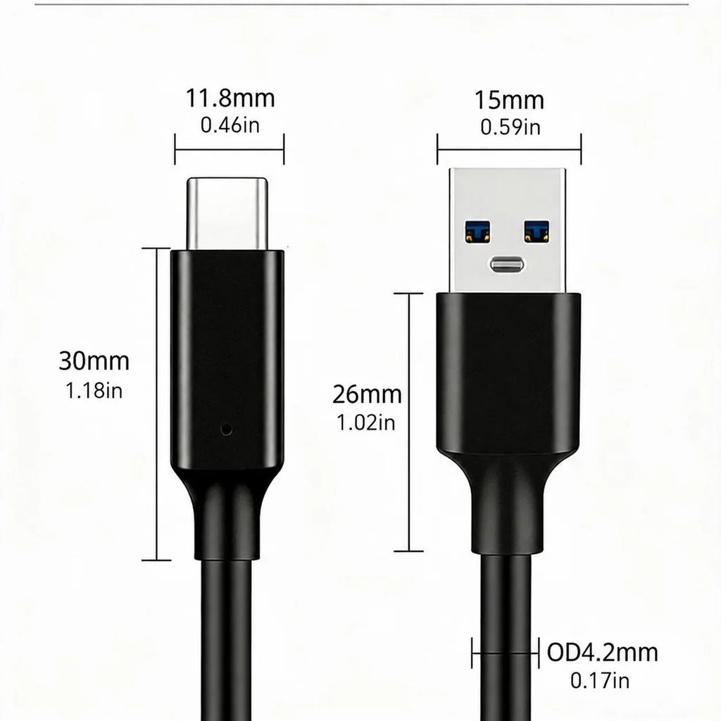 USB 3.2 Type C to A Cable 10Gbps 60W PD Fast Charging Data Transfer for Galaxy S23 S22 Note 20 Pixel iPad Pro SSD Android Auto