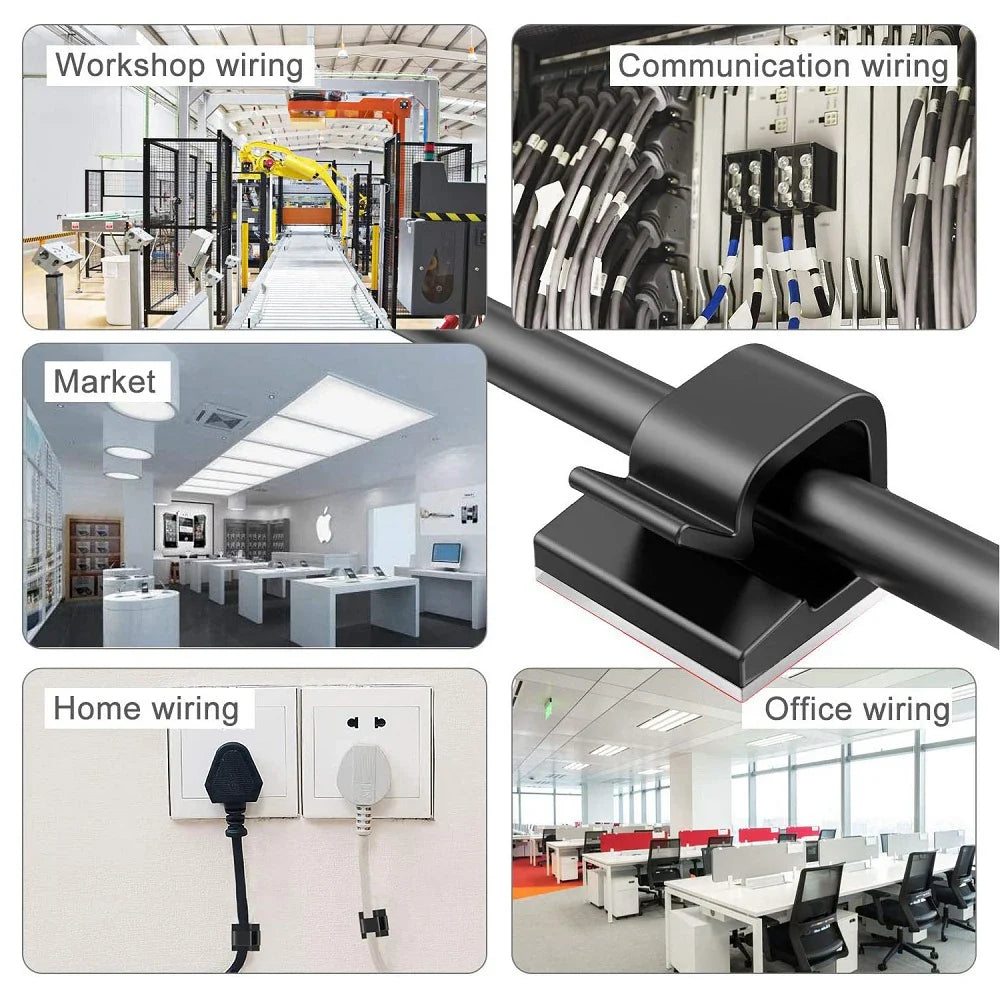 Cable Management Clips Organizer 20/40Pcs Drop Wire Holder Cord Self-Adhesive Cable Manager Fixed Clamp Wire Winder Clips Attach