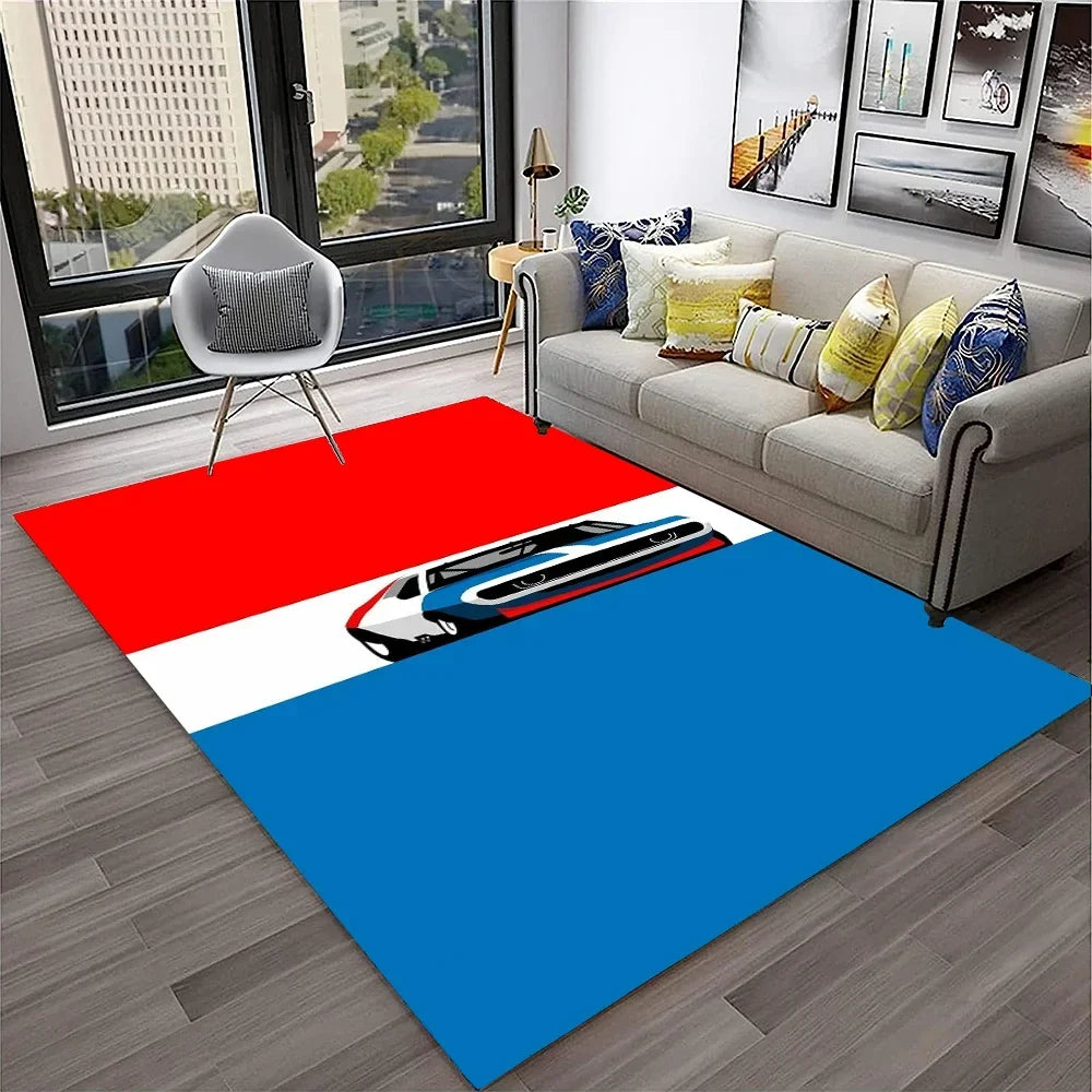 Sports Car Racing Car Carpet Rug for Home Living Room Bedroom Playroom Sofa Doormat Decor,Kids Game Area Rug Non-slip Floor Mat