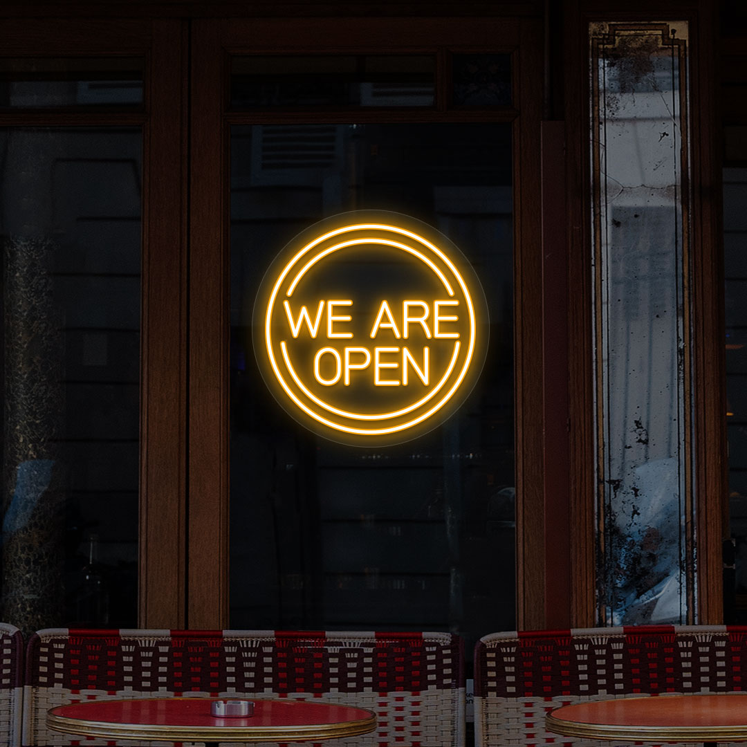 We Are Open LED Neon Sign in Circle