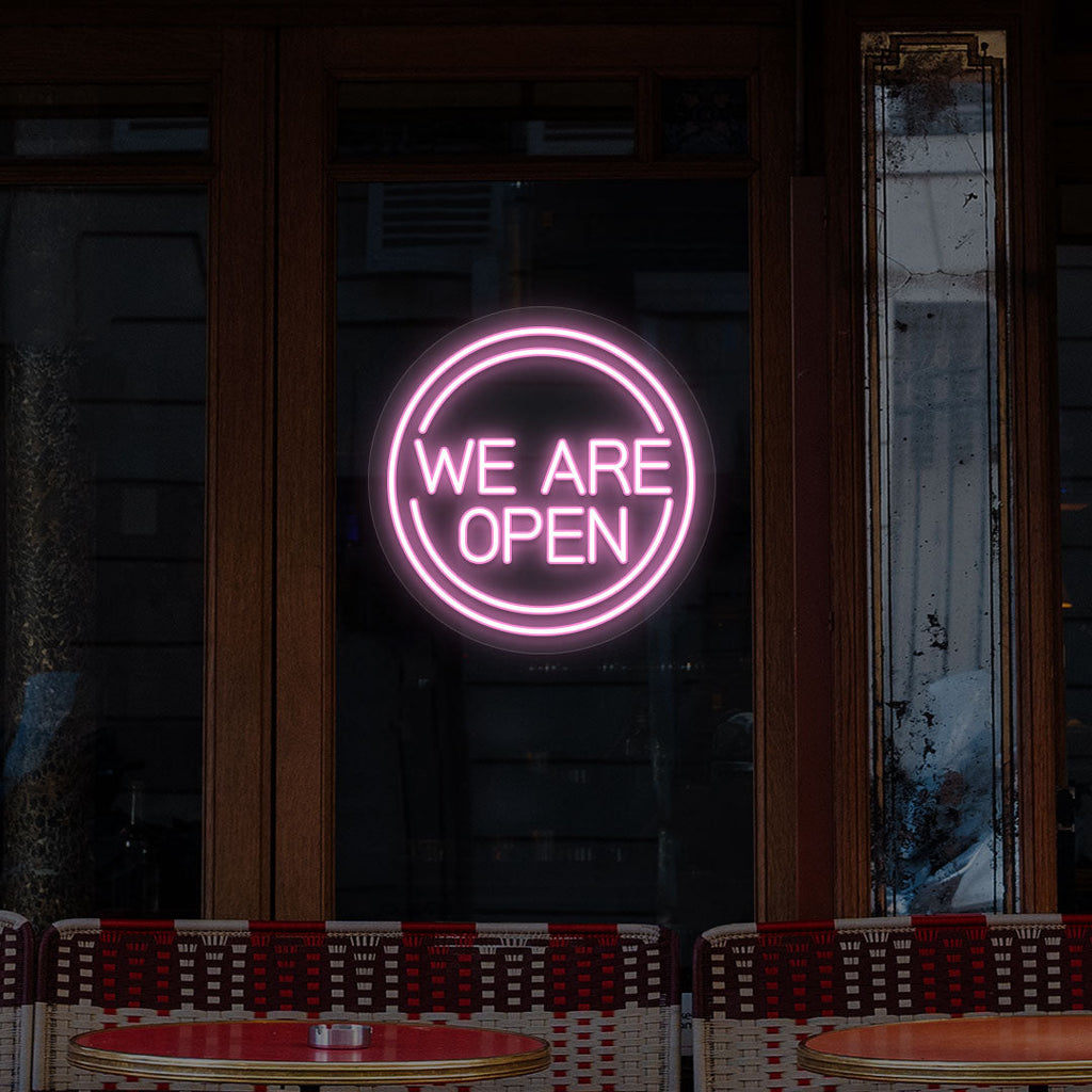 We Are Open LED Neon Sign in Circle