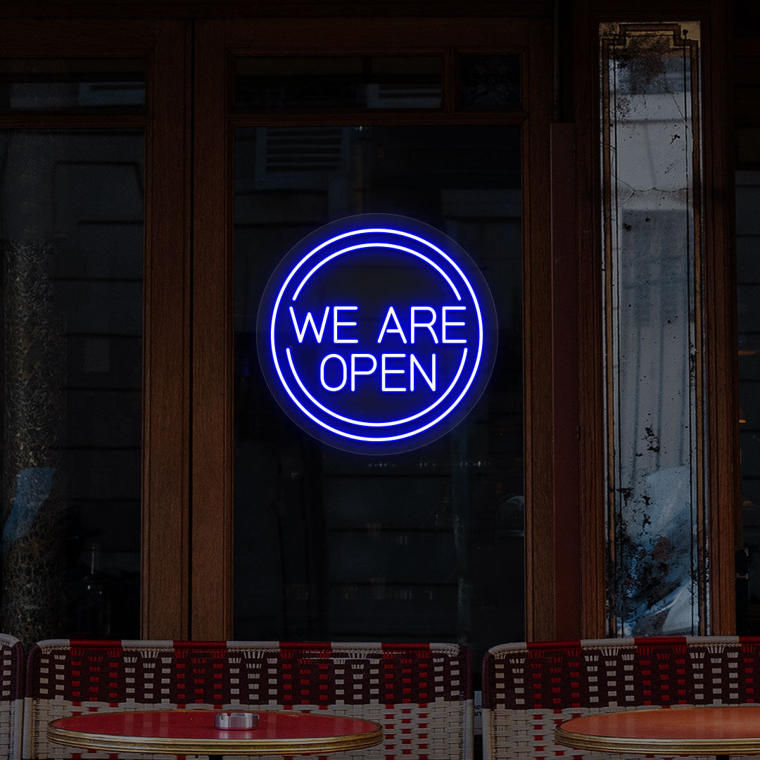 We Are Open LED Neon Sign in Circle