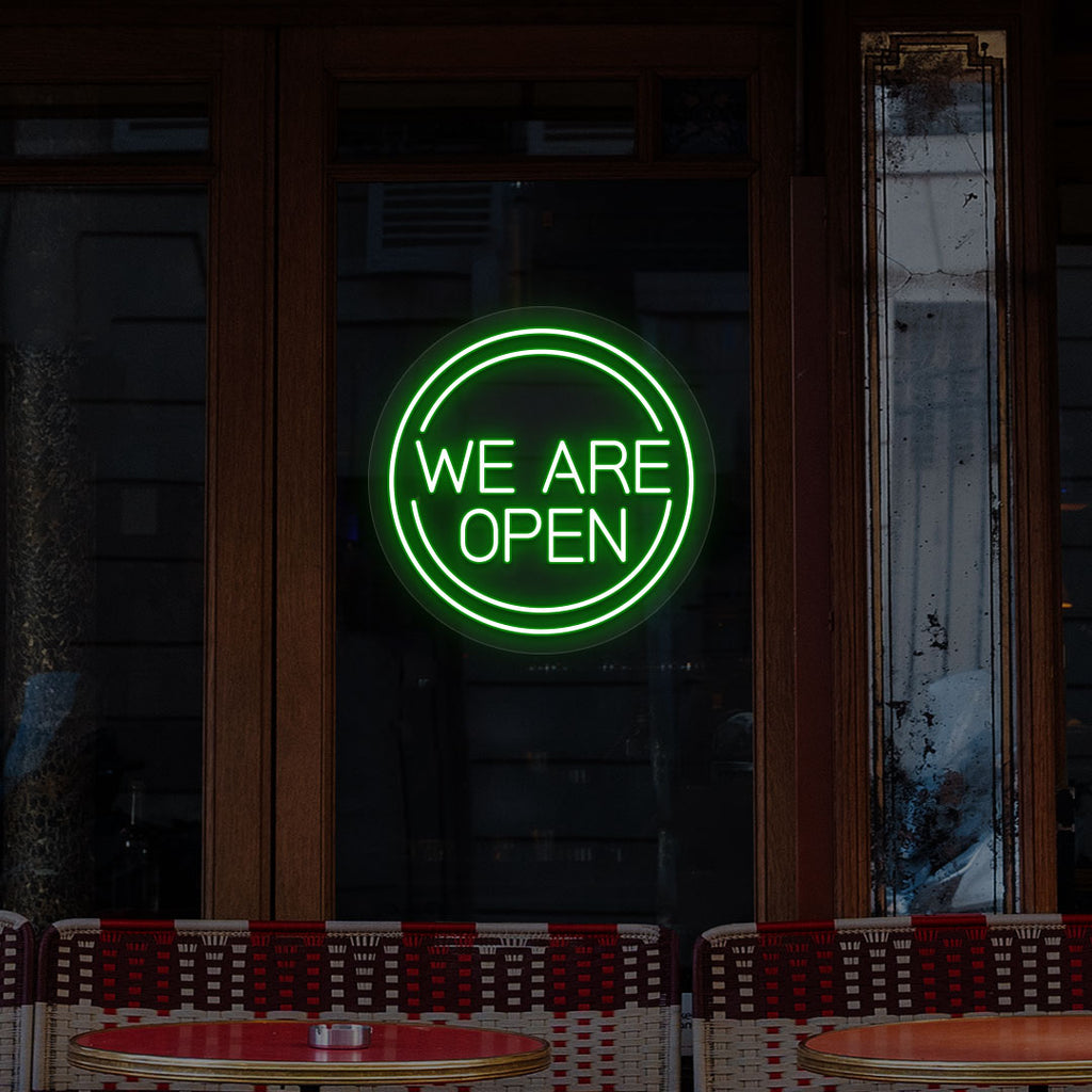 We Are Open LED Neon Sign in Circle