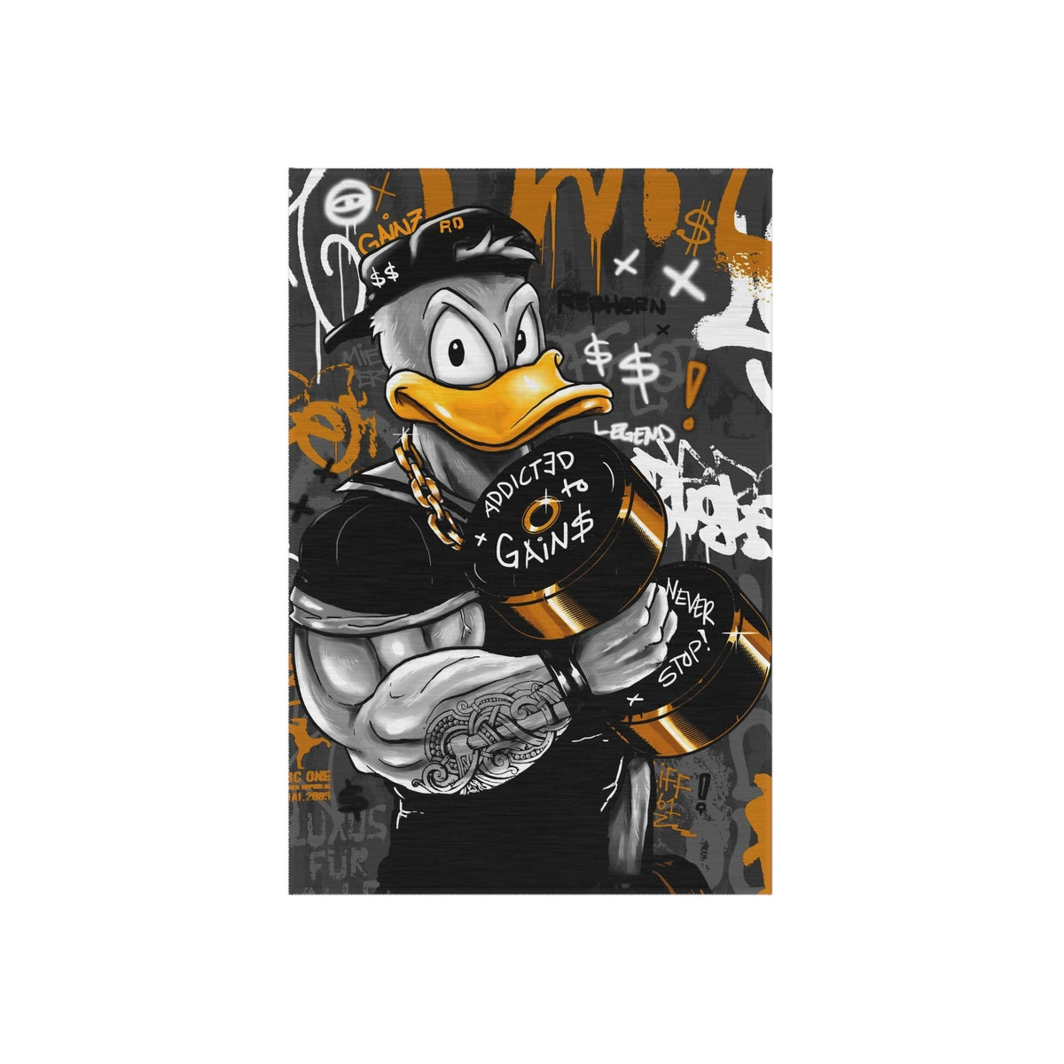 Addicted To Gainz w/ Donald Duck Black & Yellow Rug