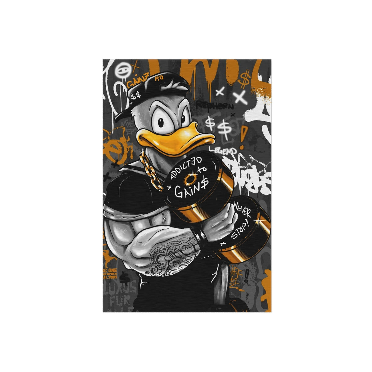 Addicted To Gainz w/ Donald Duck Black & Yellow Rug