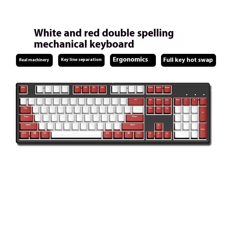 Two-color Keyboard Wired Office Green Black Tea Red Axis Hot Plug Computer