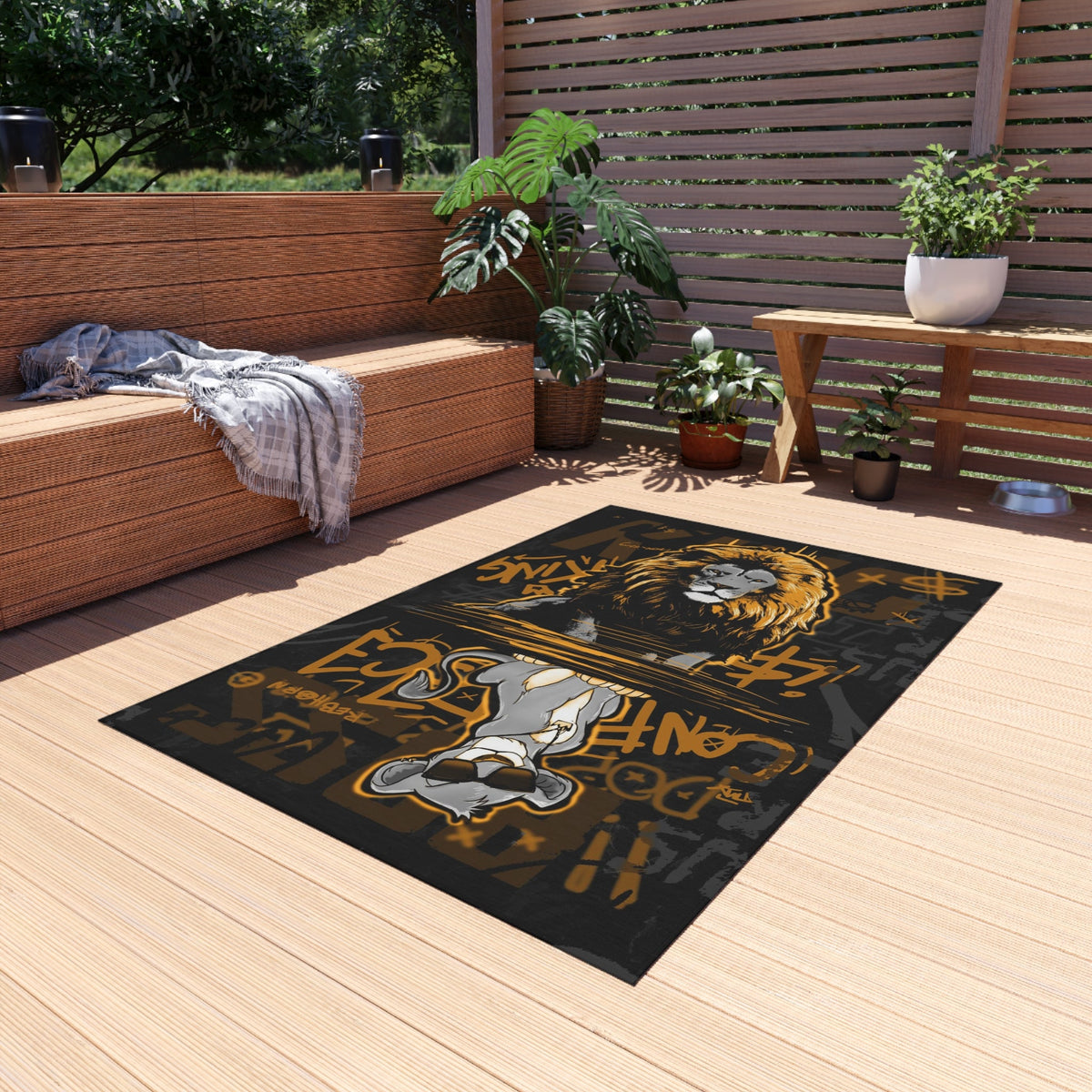 Confidence is King Black & Gold Motivational Rug